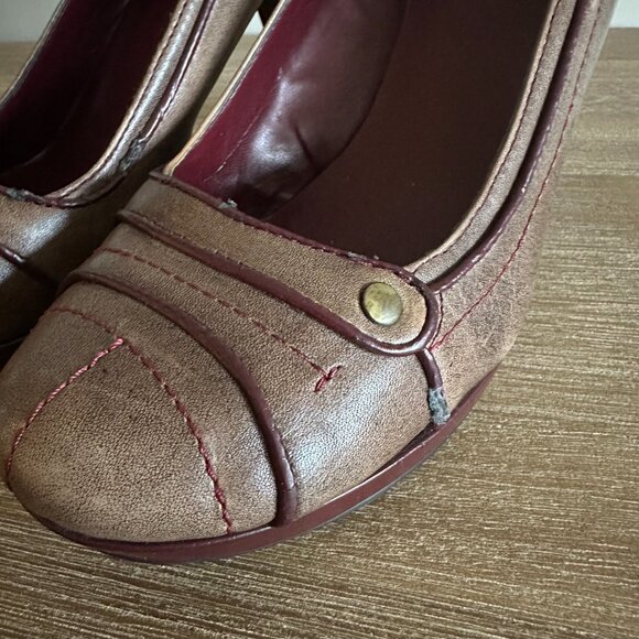 Charles David Round Toe Leather Pumps Taupe Brown Womens Size 8 - Picture 4 of 8